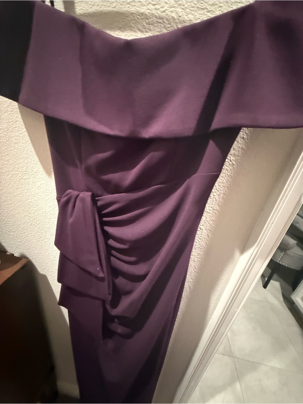 Xscape Off of the Shoulder Plum Evening Gown - Picture 8 of 8